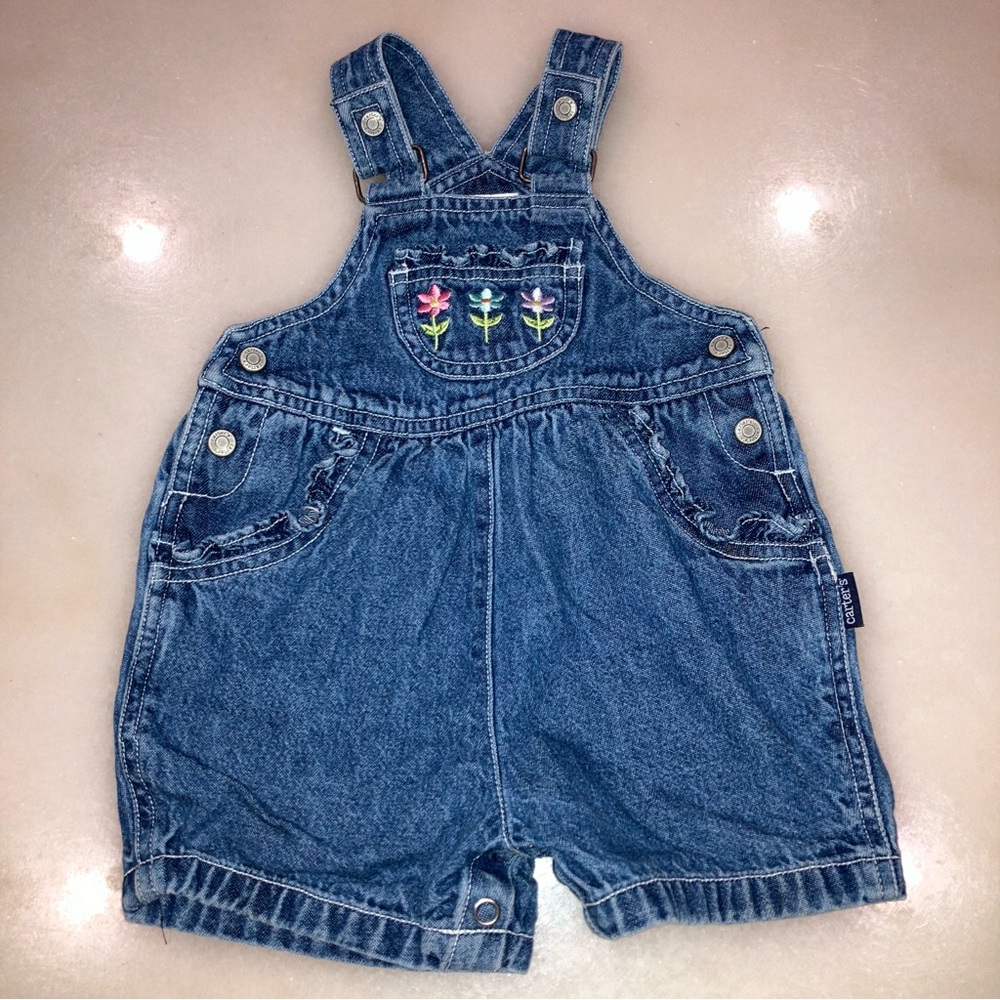 Vintage Carter’s Floral Ruffle Overalls - Picture 1 of 8